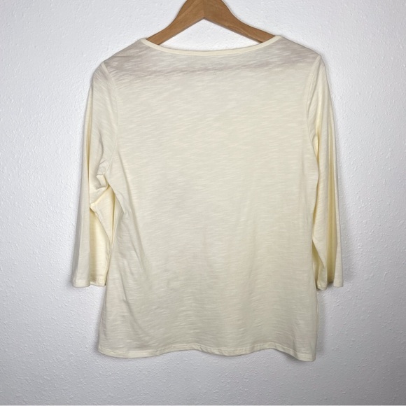 ColdWater Creek cream long sleeve blouse with snow flake accents Sz.S (6-8) - Picture 3 of 8